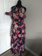 Tahari Size 16 Cold-shoulder Pink Maxi Dress