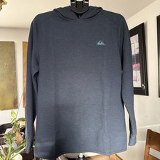 QuickSilver Hoodie Men's M Textured Navy Blue Long Sleeve Pullover