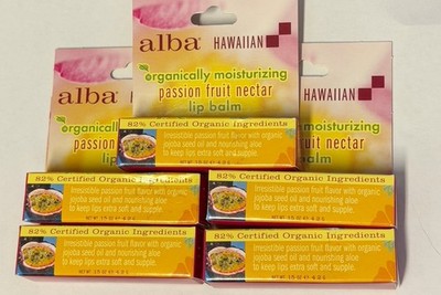 Alba Hawaiian Organically Moisturizing Passion Fruit Nectar Lip Balm (Pack of 5)