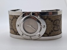 AUTENTICO OROLOGIO DONNA GUCCI TWIRL GG MONOGRAM TELA MOVIMENTO QUARZO SVIZZERO