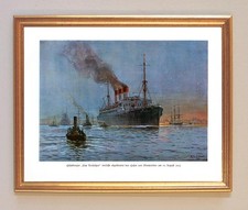 Hilfskreuzer Cap Trafalgar verläßt abgeblendet Hafen Stöwer A3 66 Gerahmt