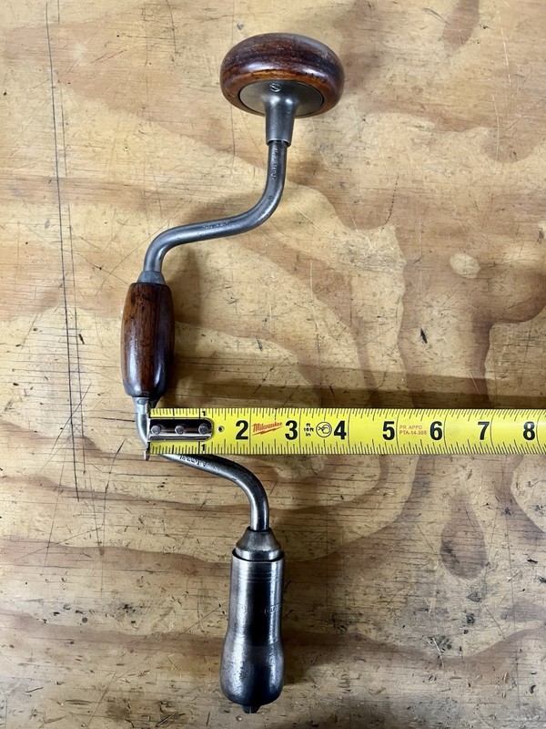 Antique Rare Early Millers Falls Bit Brace No 15 Petite 4” Sweep Hand Drill Nice