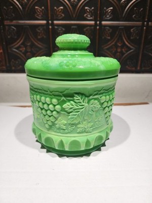 Fenton Green Chameleon Tobacco Jar.