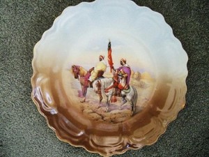 BEAUTIFUL BAVARIA SCHREYER ARABS BEDOUINS & HORSES EGYPT DESERT SCENE PLATE