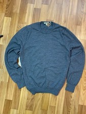 Burberry Brit Men s Grey 100 Extra Fine Merino Wool Sweater Elbow Patch Size XL