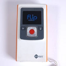 Vintage Flip Video F260N Flash Media Pocket Camcorder TESTED Orange