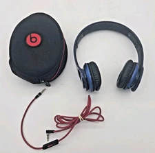 Beats by Dr. Dre Beats Solo HD Headphones W/ Case & AUX cord Blue - Tested