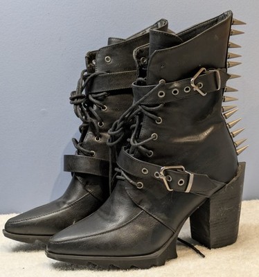 Widow Dare To Destroy Spiked Faux Leather Women's Boots Goth Size 8M
