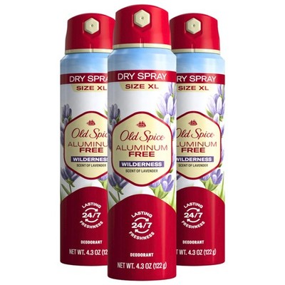 Old Spice Wilderness Lavender Deodorant Spray, 4.3oz, Pack of 3