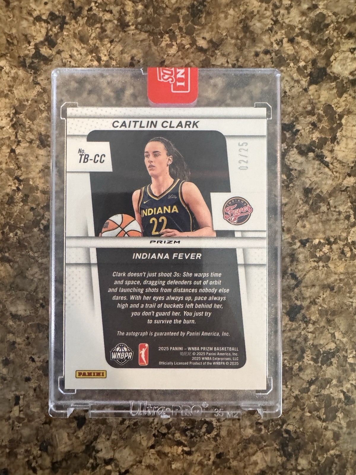 Caitlin Clark 2025 Panni Prizm Green Auto /25 view 2