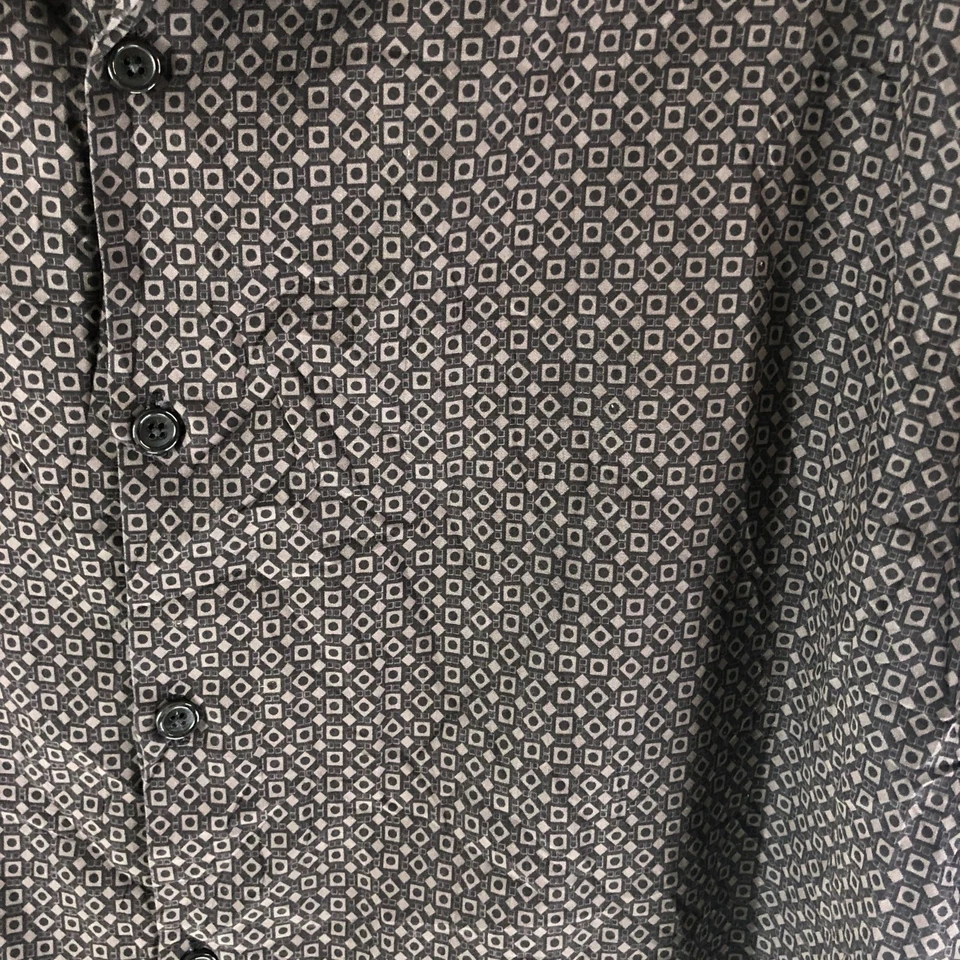 Camisa Axist Para Hombres Abotonada Estampado Geométrico Algodón Negro Gris XL Foto 2 de 4