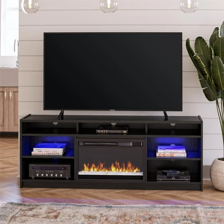 Ameriwood Home Luna Chimenea Soporte de TV para TV de hasta 75" Roble Nightfall Foto 3 de 4