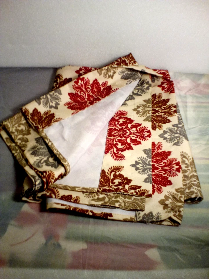 MAINSTAYS Mini Damask Pattern Single Curtain Panel 28'' x 84'' Burgundy Multi - Image 3 of 3