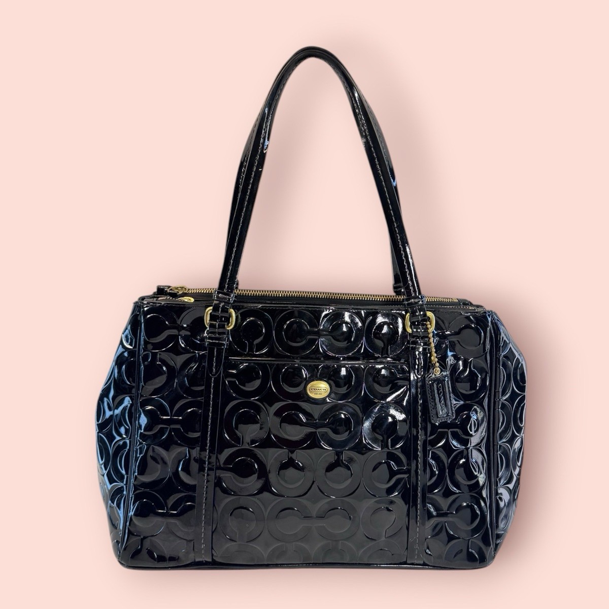 COACH Y2K Vintage Peyton Op Art Patent Leather Embossed Carryall 