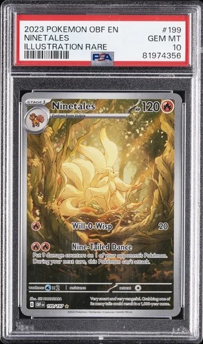 2023 POKEMON OBF EN-OBSIDIAN FLAMES ILLUSTRATION RARE #199 NINETALES PSA 10