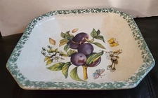 HiMark Pasta Bowl Italy Large Ceramic With Plums & Butterflies 13" Square 