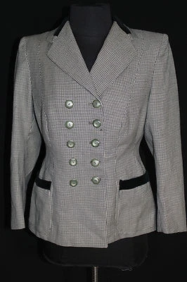 Vintage 1940'S -50'S Oxford Street London Schwarz & Weiß Eng Jacke Größe 34-36 - Bild 1 von 4