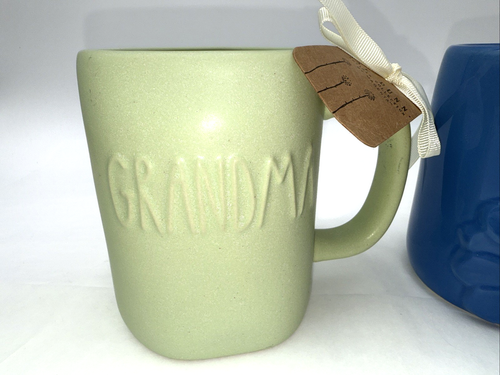 Rae Dunn Ceramic Mug Set MOM Raised Daisy & GRANDMA Green 15oz Mother’s Day Gift - Picture 3 of 13