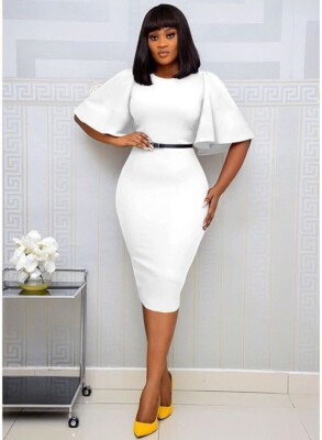 Aphratti Women XL Dress Bodycon Off White Flared Short Sleeve Cotton Stretch D7 | eBay Aphratti Women XL Dress Bodycon Off White Flared Short Sleeve Cotton Stretch D7 | eBay