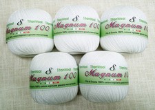 Lotto di 5 gomitoli da 100 gr. FILO DI SCOZIA N°8 per lavori ad uncinetto BIANCO