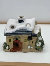 Vintage House Of Lloyd Tea Light Candle Lit Snow House ~ GUC