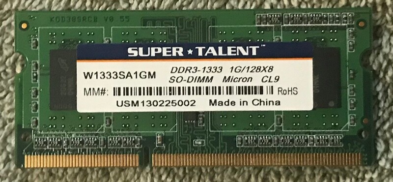Super Talent 1GB PC3-10600 DDR3-1333MHz CL9 204-Pin Unbuffered