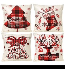 4 Pcs/ Set Christmas Decorative Pillowcases 17.7 X 17.7 In