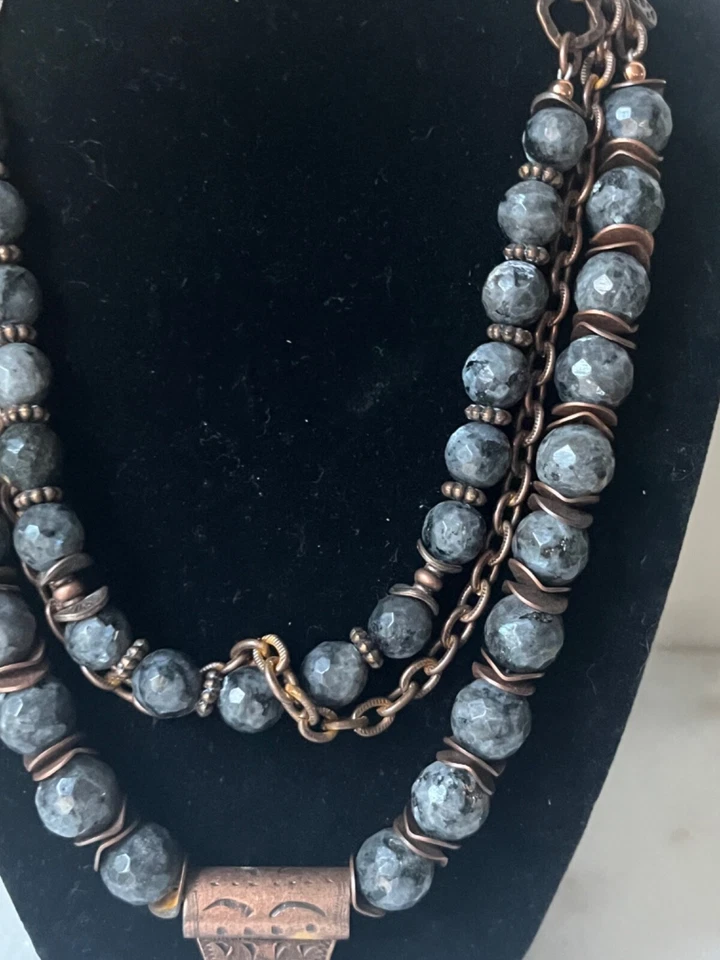 Кожаное коренастое ожерелье медальон кончо западное родео серое медное. - Изображение 4 из 4