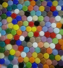 100 Tiles of 8 mm Round Recycled Glass  Mixed Colors Mosaic Tiles - 4 mm thick