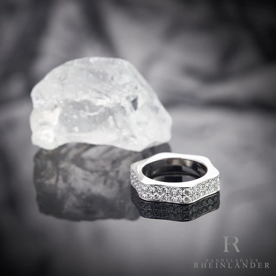 Montblanc Damas Joyería Fina 4810 Oro Blanco 53 Mediano Pavé Diamantes 10403253 Foto 3 de 4