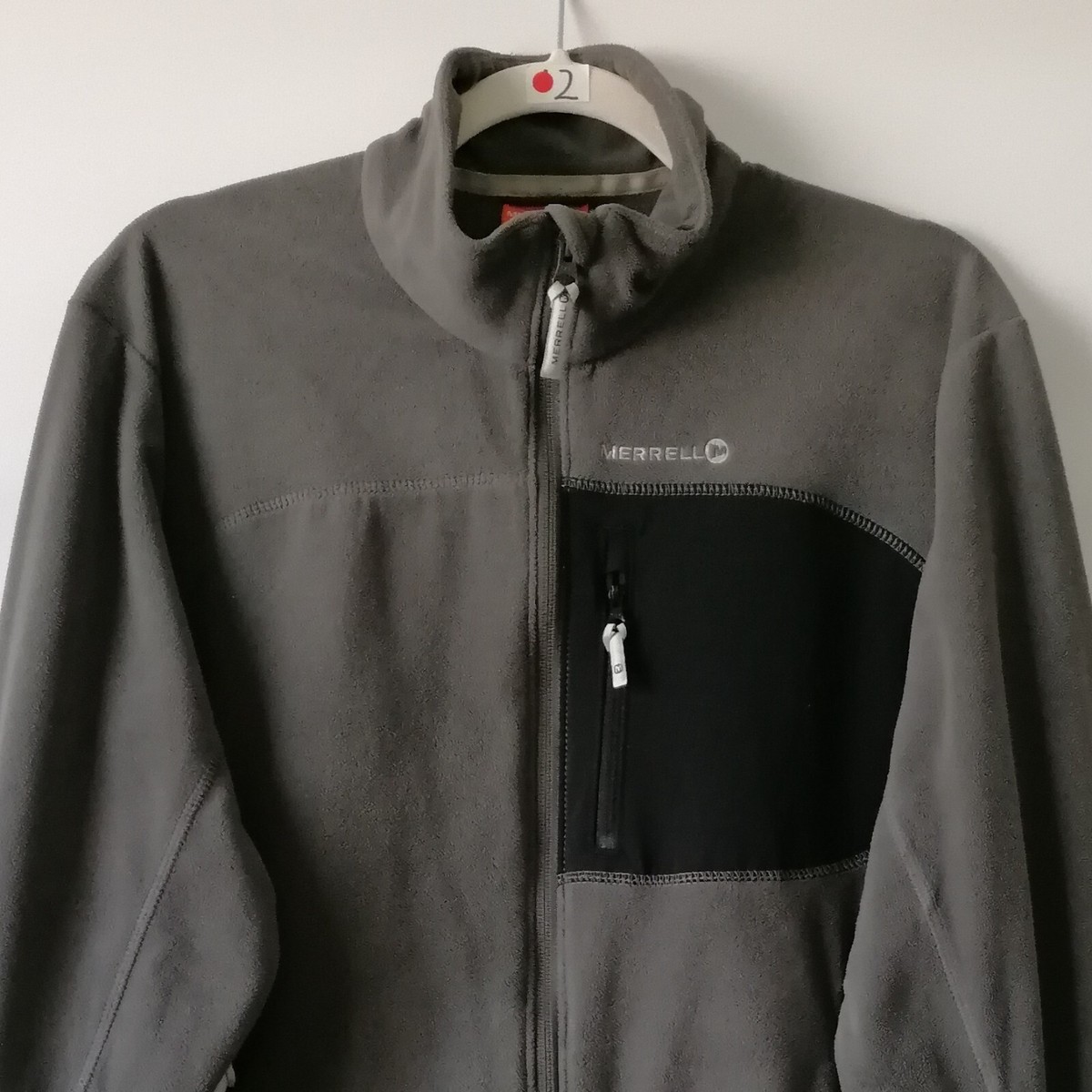 Merrell Mens Gray Black Long Sleeve Full Zip Fleece Bomber