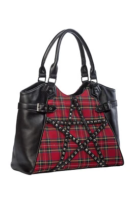 Red Gothic Rockabilly Emo Punk Studded Pentagram Handbag Bag BANNED Apparel