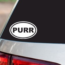 PURR Sticker Cat Kitten Meow oval euro chrome regular vinyl color choices