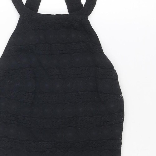 Topshop Womens Black Nylon Blend Shift Size 8 Halter - Open Back - Picture 5 of 10