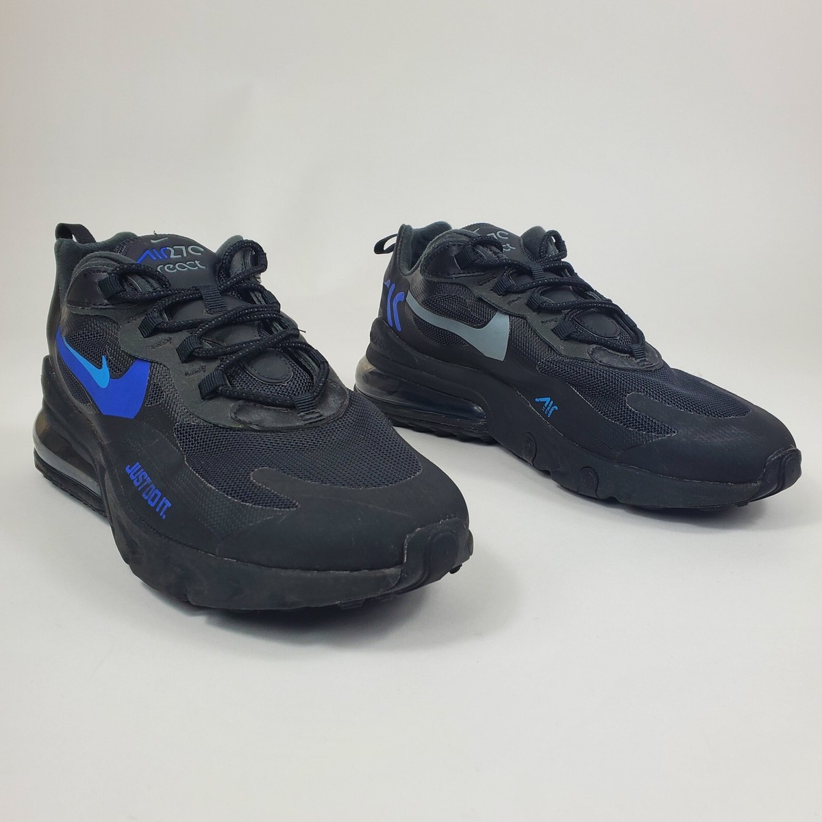 Nike Air Max 270 React “Just Do It” Black/Royal Blue CT2203-001 Missing  Insole