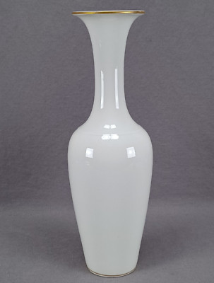 KPM Berlin White Glazed & Gold Rimmed Asia Form 11 Inch Vase Circa 1975
