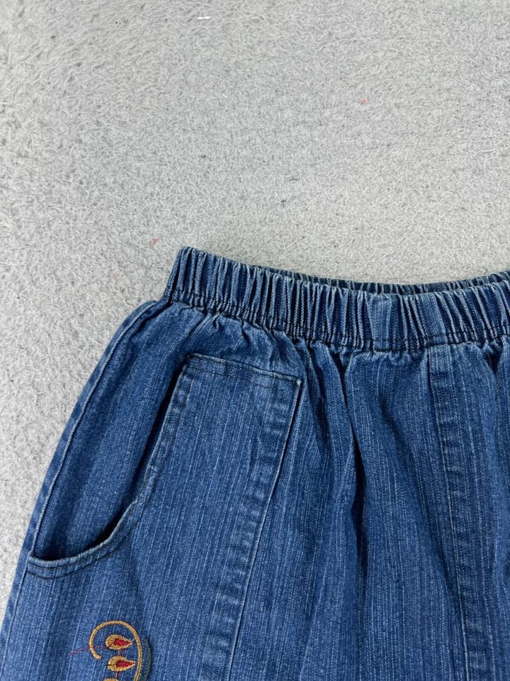 Pantalones Cortos Denim Mujer 26 Denim Corte Bordado Floral Cintura Elástica 26x3 Foto 4 de 4