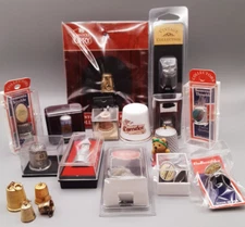 Vintage Lot Of  18 Thimbles A Mix of Porcelain metal