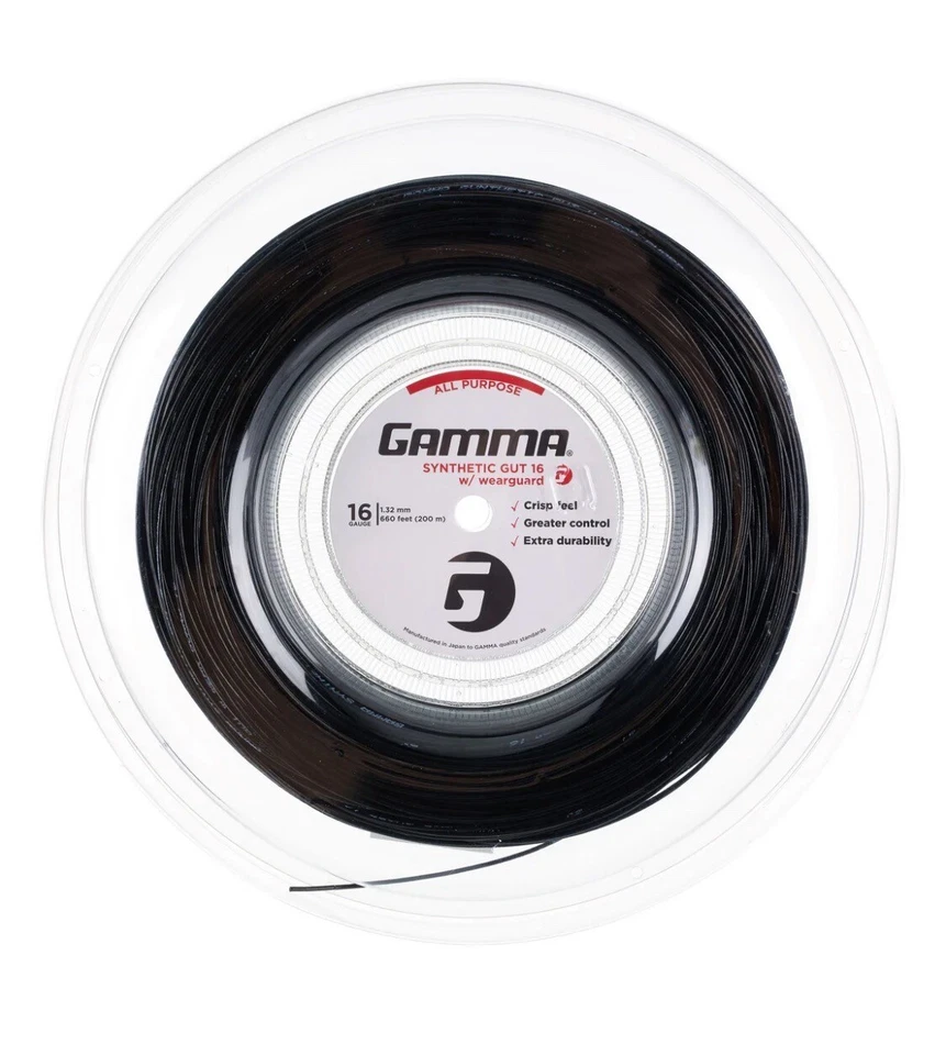 Gamma Synthetic Gut w/Wearguard 16g / 1.32mm, 660ft / 200m Black reel