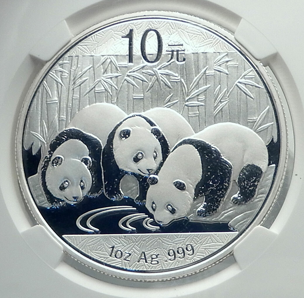 2013 CHINA 3 PANDAS Bamboo TEMPLE HEAVEN Silver 10 Yuan Chinese