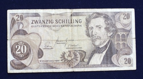 1967 Austria 20 Schilling Banknote Catalogue # P142a P142 VG Very Good