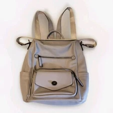 Cluci Light Gray Leather Backpack/Purse/Bag
