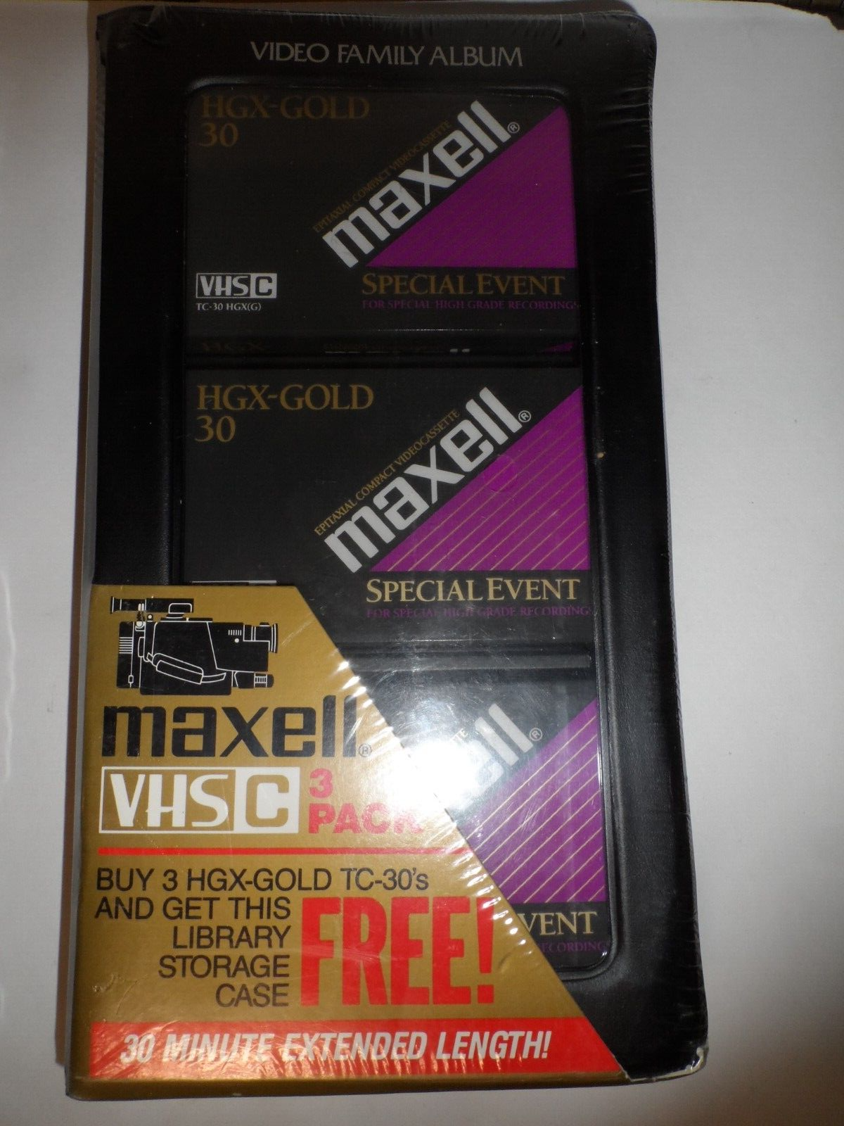 Maxell Camcorder Video Tapes VHS-C TC-30 HGX Gold Premium High Grade (3-Pack)-image