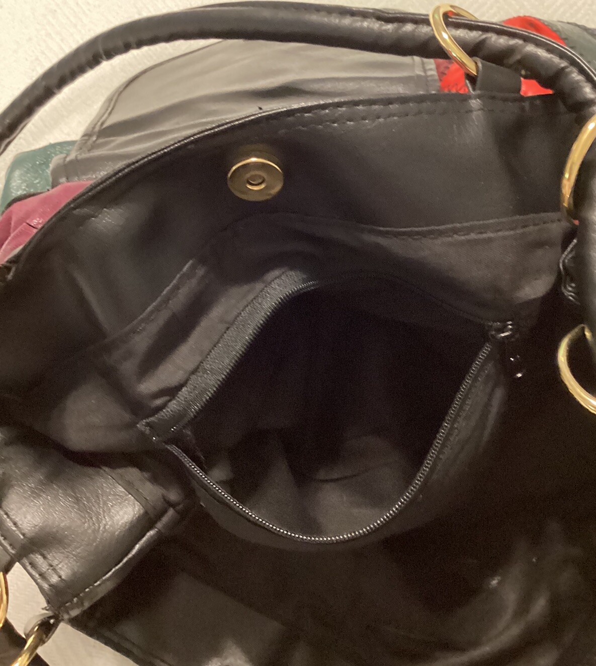 Large Patchwork Leather Vintage Handbag Grunge Pu… - image 17