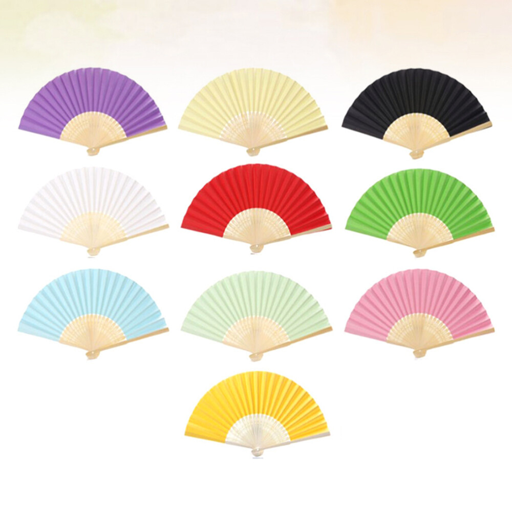 10 Pcs Wooden Child Mini Hand Fan Phone Charm Held Paper Fans eBay