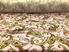 Printed Liverpool Textured Fabric Stretch Pink Brown Olive Paisley Floral 1N22