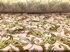 Printed Liverpool Textured Fabric Stretch Pink Brown Olive Paisley Floral 1N22