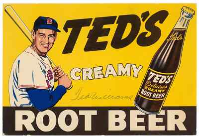 Circa 1952 Ted Williams Signed Ted's Creamy Orig. Root Beer