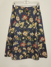 Vtg 80s A Line Floral Skirt Sz 8 Flower Print Buttons Pockets Cottage Peasant