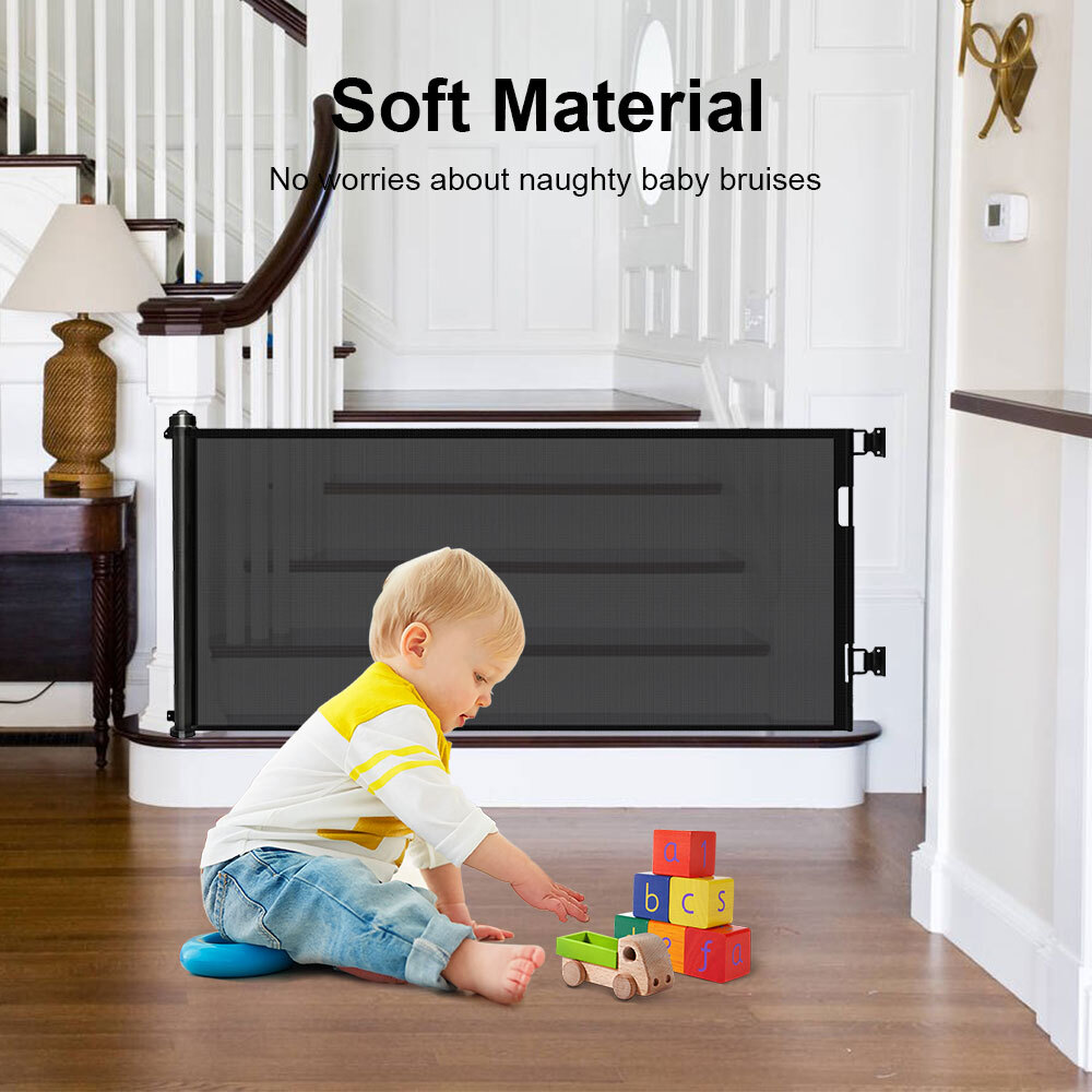 Retractable Pet Dog Gate Safety Guard Folding Baby Toddler Stair Gates